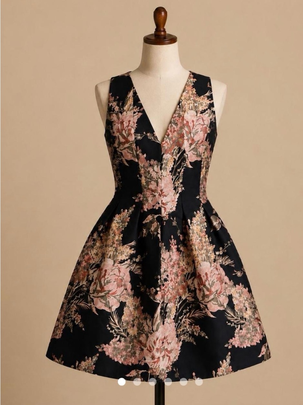Vince Camuto Black Mini Dress with Pink Floral Print